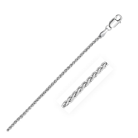 Size: 18'' - 2.1mm 14k White Gold Round Wheat Chain