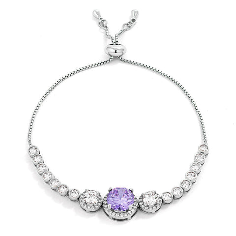 Graduated Lavender & Clear CZ Bolo Style Tennis Bracelet